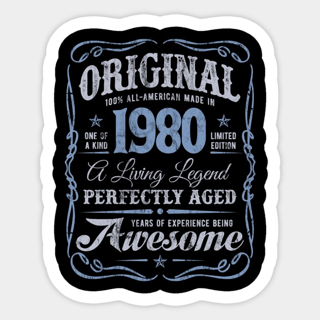 Vintage Born In 1980 Sticker by Irregulariteez